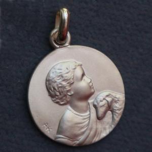 Médaille baptême en argent : le Petit Pasteur
